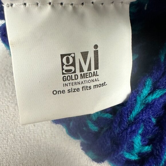 Knit Blue Pom Pom Beanie Hat By Gold Medal International One Size Fits Most - Picture 5 of 6